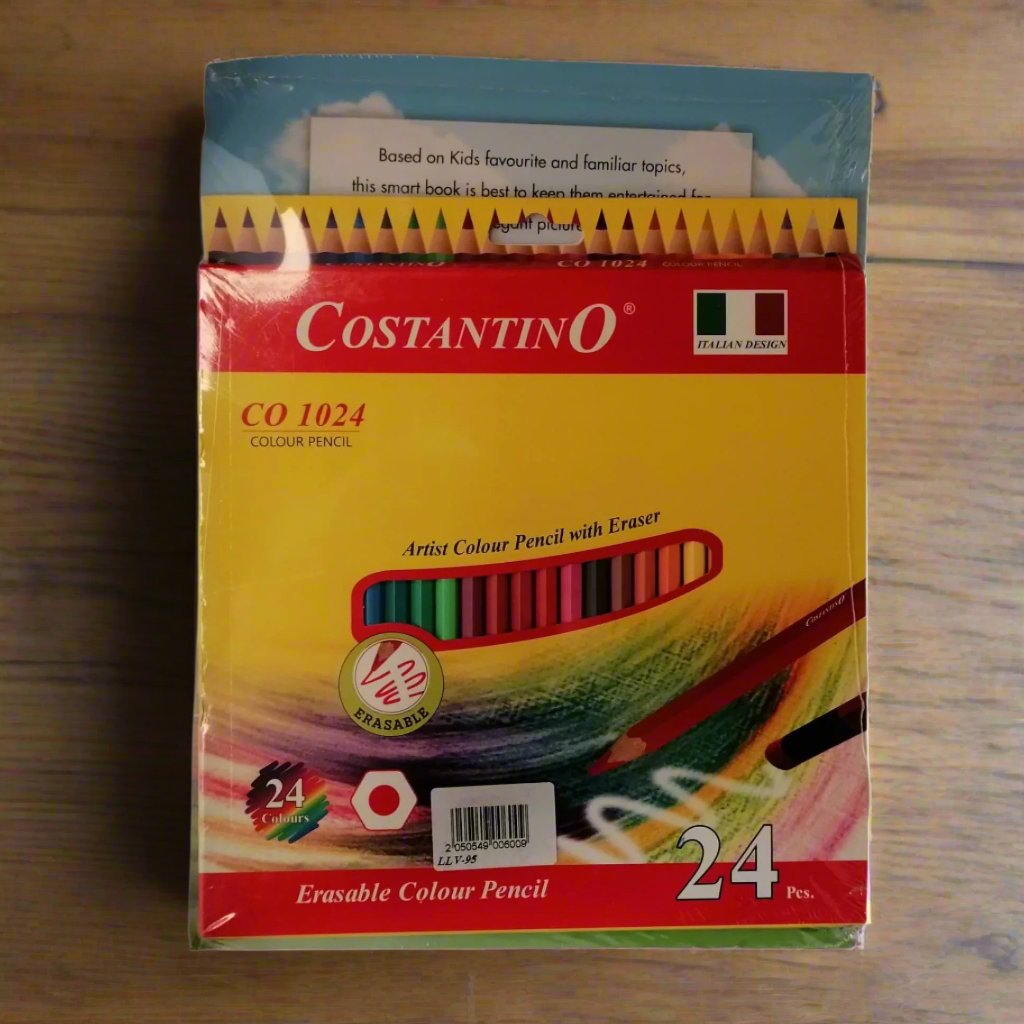 Costantino Erasable Colour Pencils With Colouring Book Flamingo 24