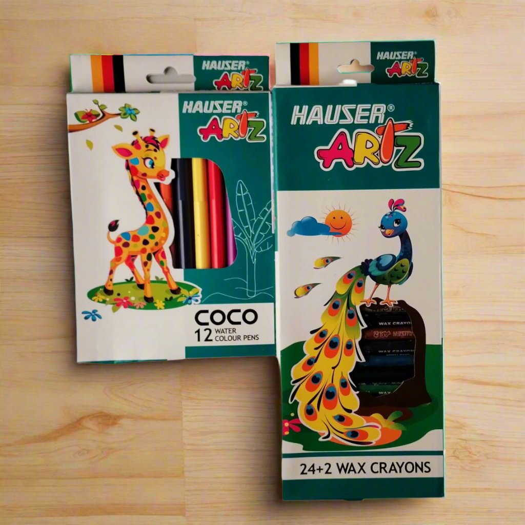 Hauser Artist Kit Includes 26 Wax Crayons & 12 Water Color Pens