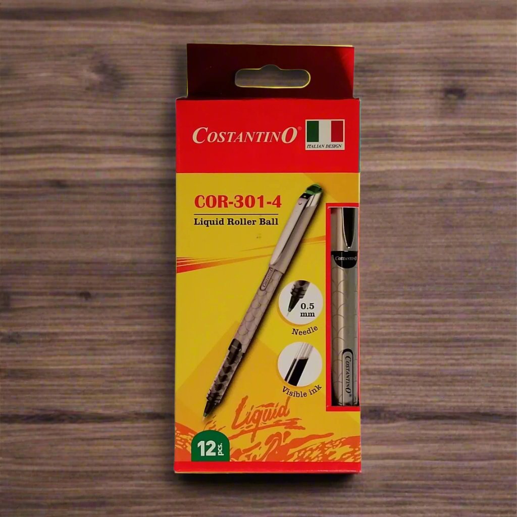 Costantino COR-301-4 Green Liquid Roller Ball Pen Pack Of 12