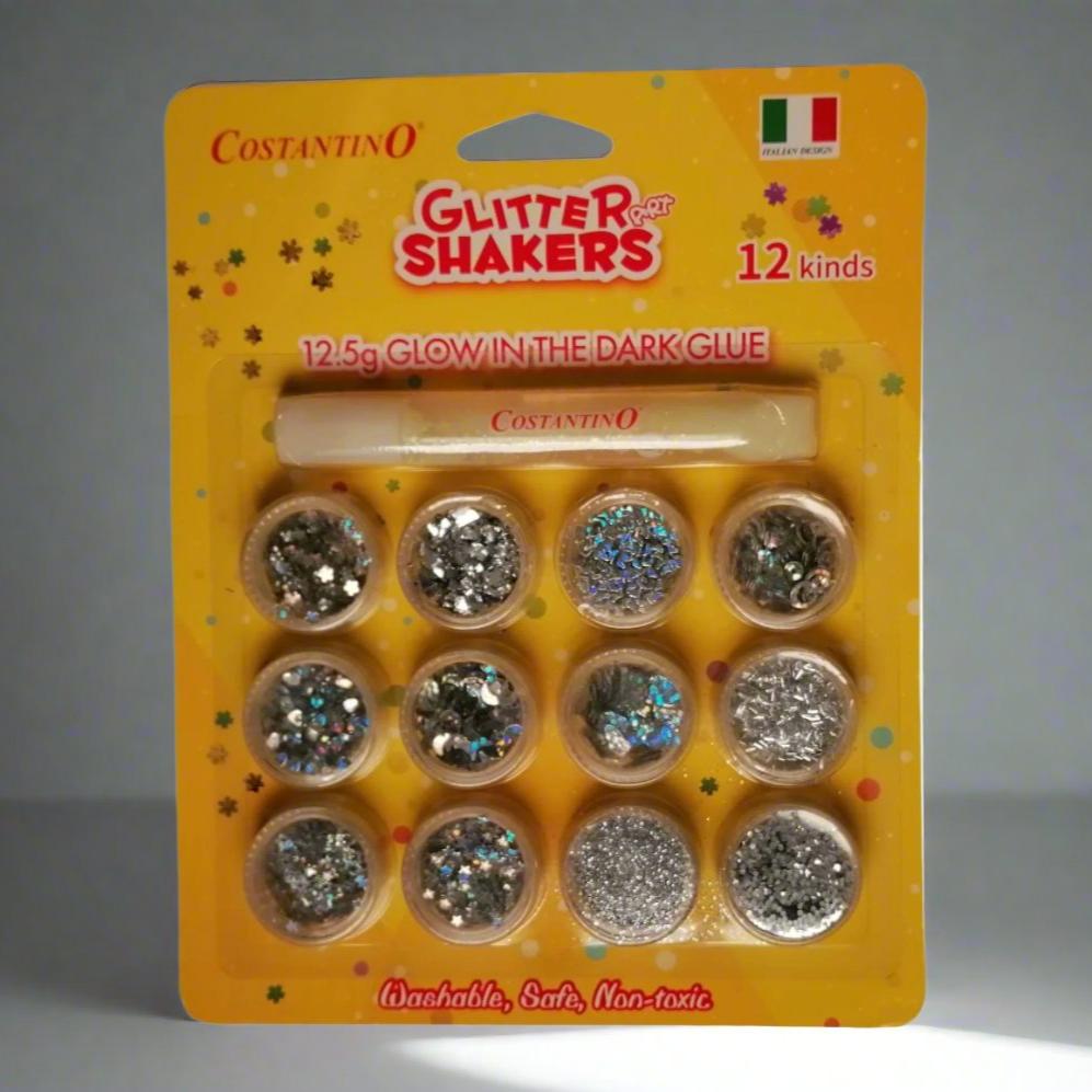 Costantino Glitter Shaker 12 Kind With 12.5g Glow In The Dark Glue