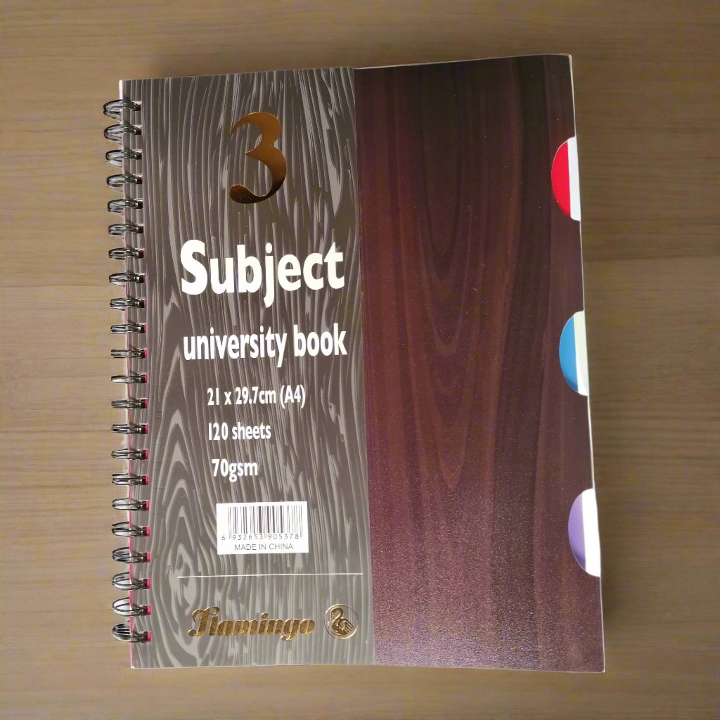 Flamingo 3 Subject University Book 21x29.7 120 Sheets 70gsm