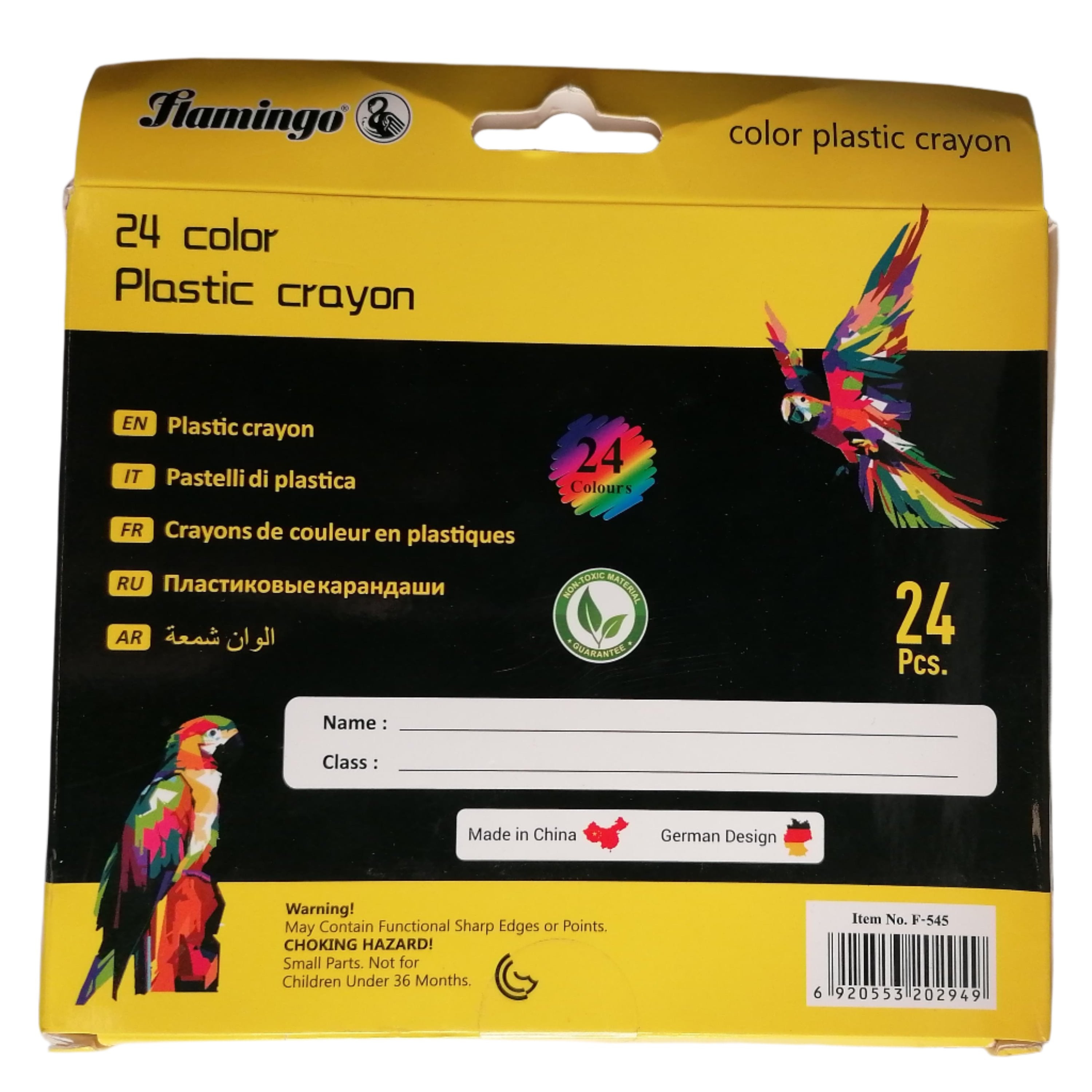 Flamingo F-545 24 Colour Plastic Crayons