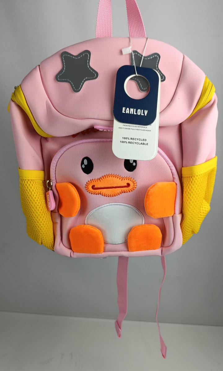 Toddler Backpack, 3D Cute Cartoon Animal Preschool Kids Backpack, with Chest Strap & Bottle Holder, Neoprene Waterproof Bookbag, School Lunch Backpack for Boys Girls, pink Duck