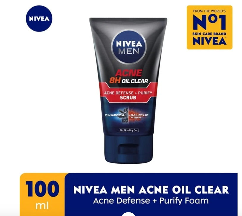 NIVEA MEN Acne Oil Clear Acne Defense + Purify Scrub 100ml