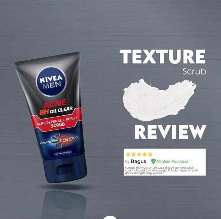 NIVEA MEN Acne Oil Clear Acne Defense + Purify Scrub 100ml