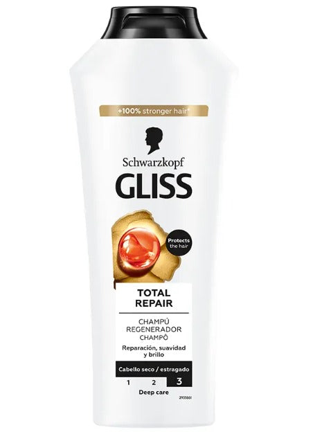 GLISS TOTAL REPAIR champú Shampoo for shiny hair - Hair loss shampoo - Moisturizing shampoo 400 mle
