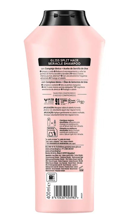 Gliss Split Hair Miracle Shampoo Anti-Frizz Shampoo - Moisturizing Shampoo 400 mle