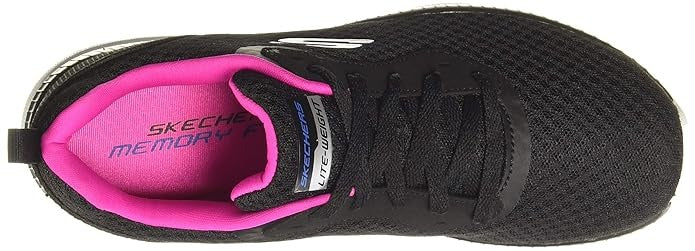 Skechers Women Bountiful Black/Hot Pink Sneakers (12606-BKHP)