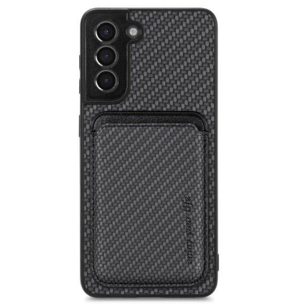 For Samsung Galaxy S24 Carbon Fiber Leather Card Magsafe Magnetic Phone Case(Black)