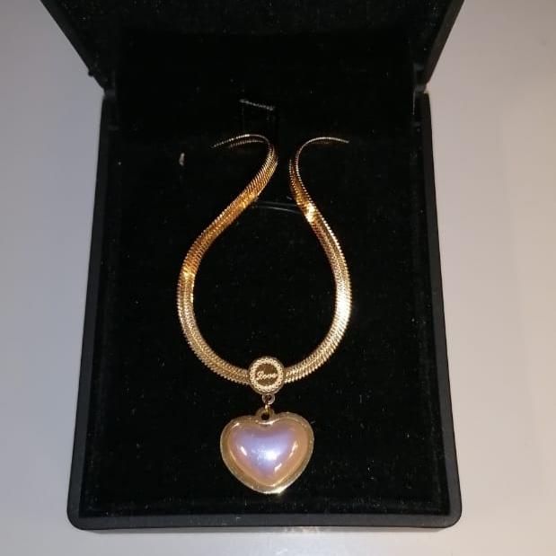 STAINLESS STEEL PEARL NECKLESS Heart Shape