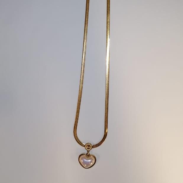 STAINLESS STEEL PEARL NECKLESS Heart Shape