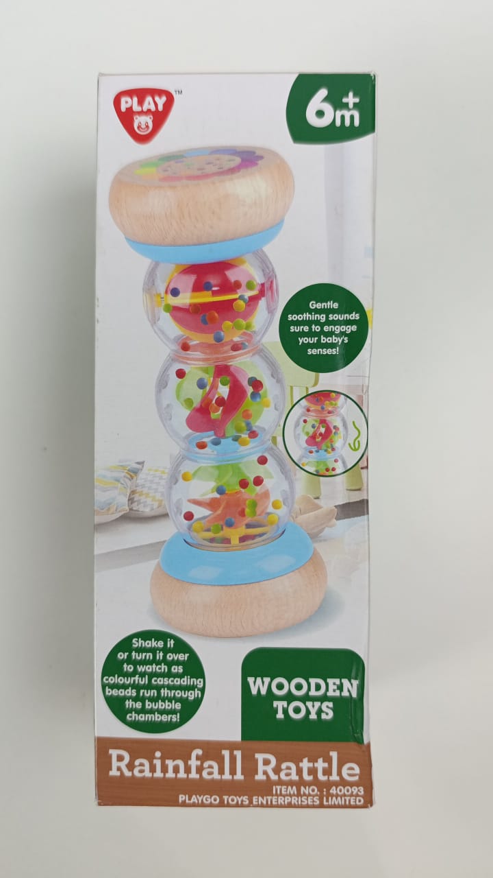 PLAY Rainmaker - 7 inch Wooden Rain Stick Montessori Toys for Babies 6-12 Months,Baby Rattle Shaker Sensory Developmental Toy,Raindrops Musical Instrument baby musical toys for 1 year old toddler kids