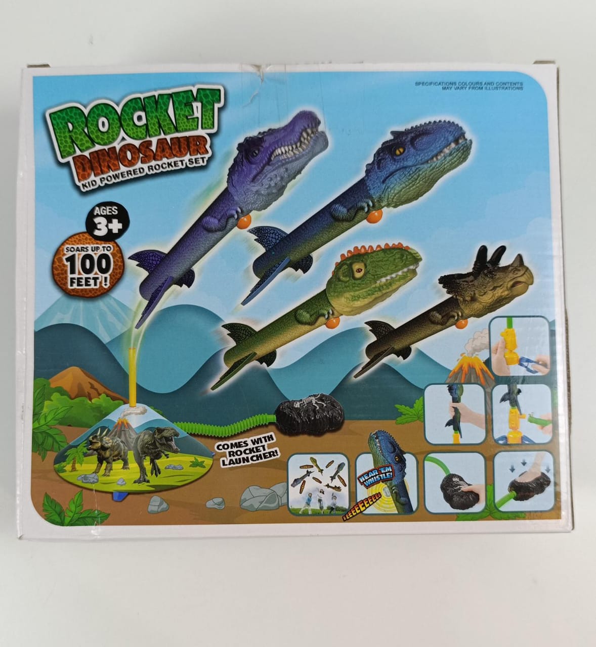 Gizzjoy Dinosaur Toy Rocket Launcher for Kids - Launch Up to 100 Ft, 4 Rockets, Outdoor Outside Toys for Kids, Dinosaur Toys, Birthday Gifts for 3 4 5 6 7 8-12 Year Old Boys Girls