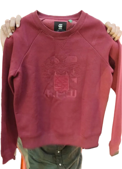 G-Star Raw tonal embossed graphic crewneck sweatshirt in burgundy