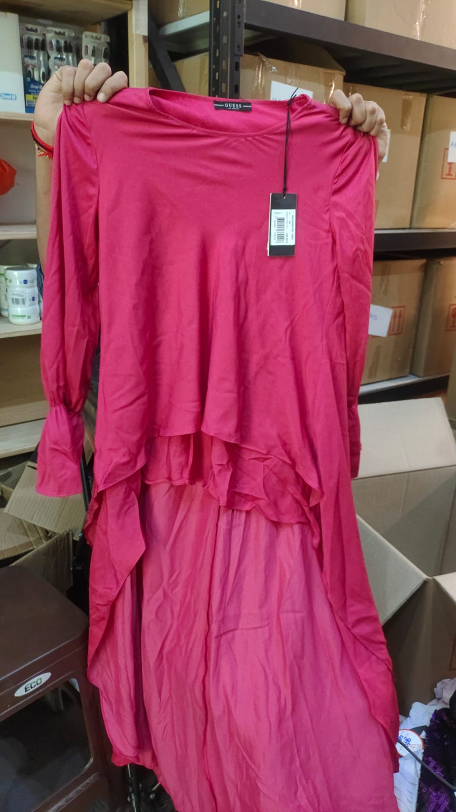 GUESS Women's Tiered Ruffle Maxi Dress - Fuchsia