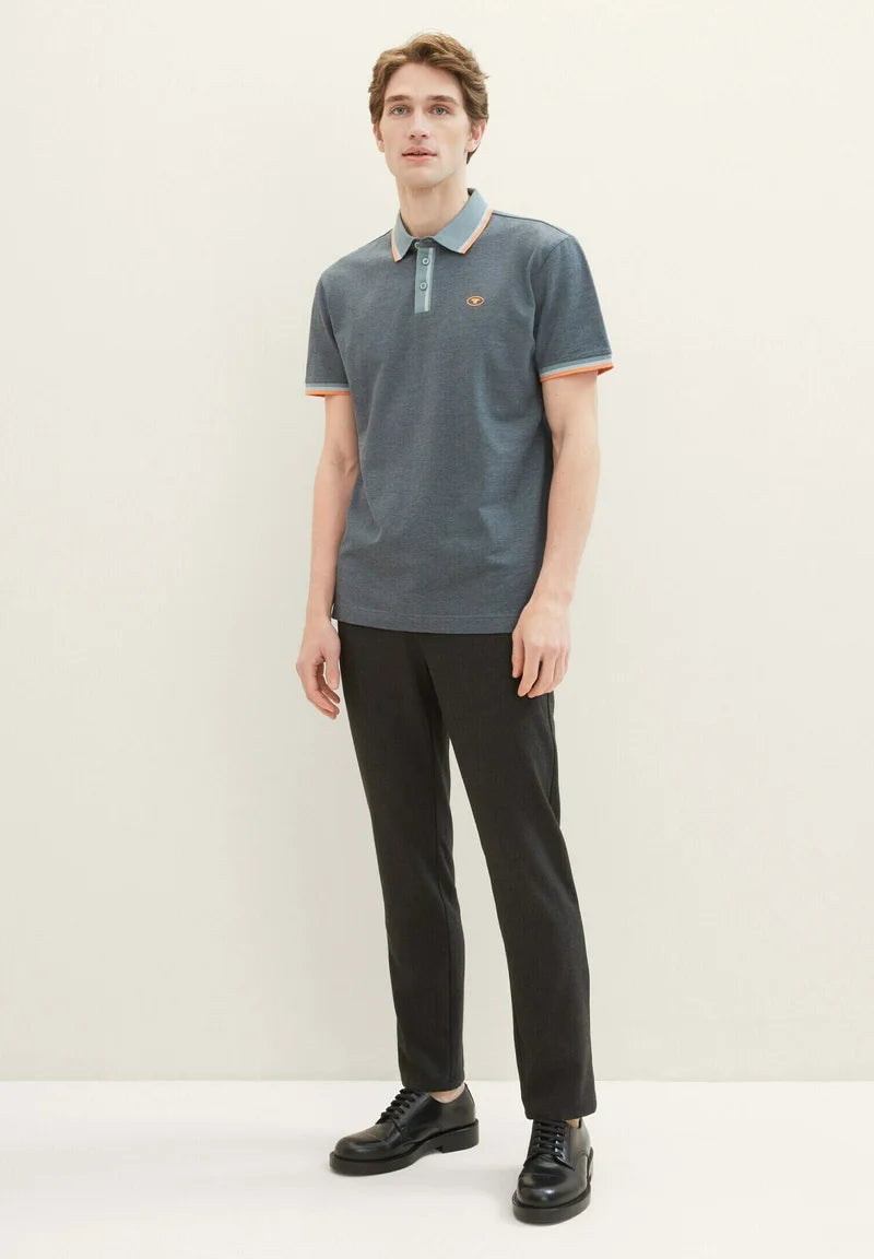 TOM TAILOR Polo Shirt - Navy Grey Mint Twotone