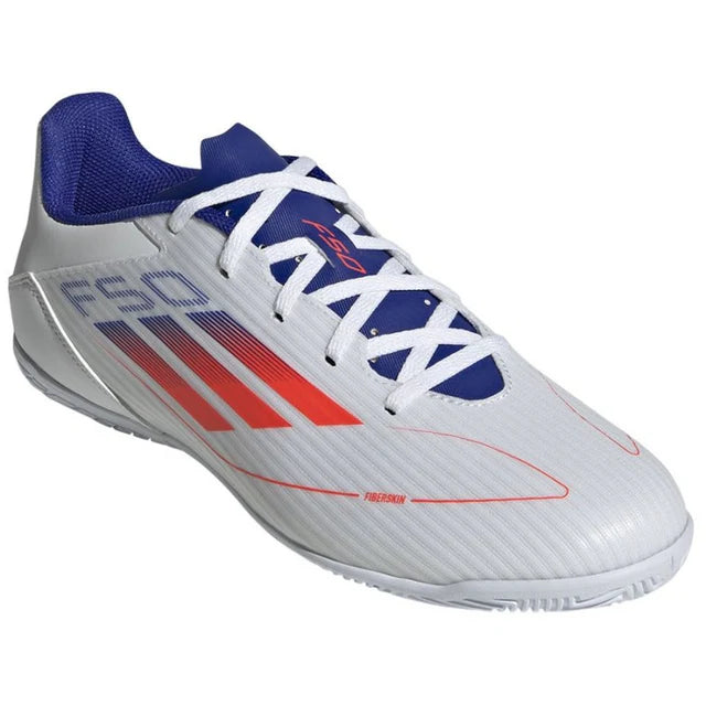 Adidas F50 Club Indoor Soccer Shoes 'White/Sun Red/Shiny Blue' - [IF1345]