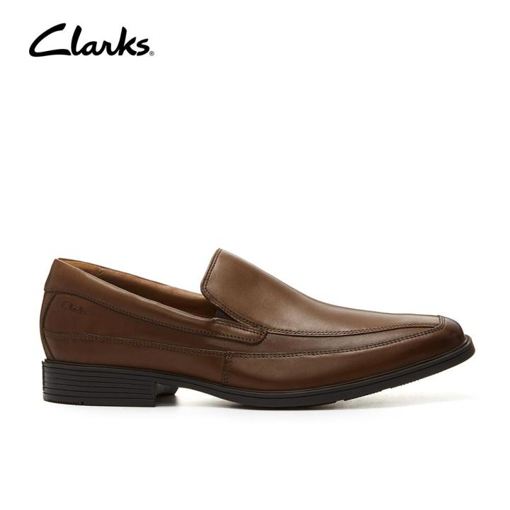 Clarks Men’s Tilden Free Dark Tan Leather Slip-On Dress Loafers