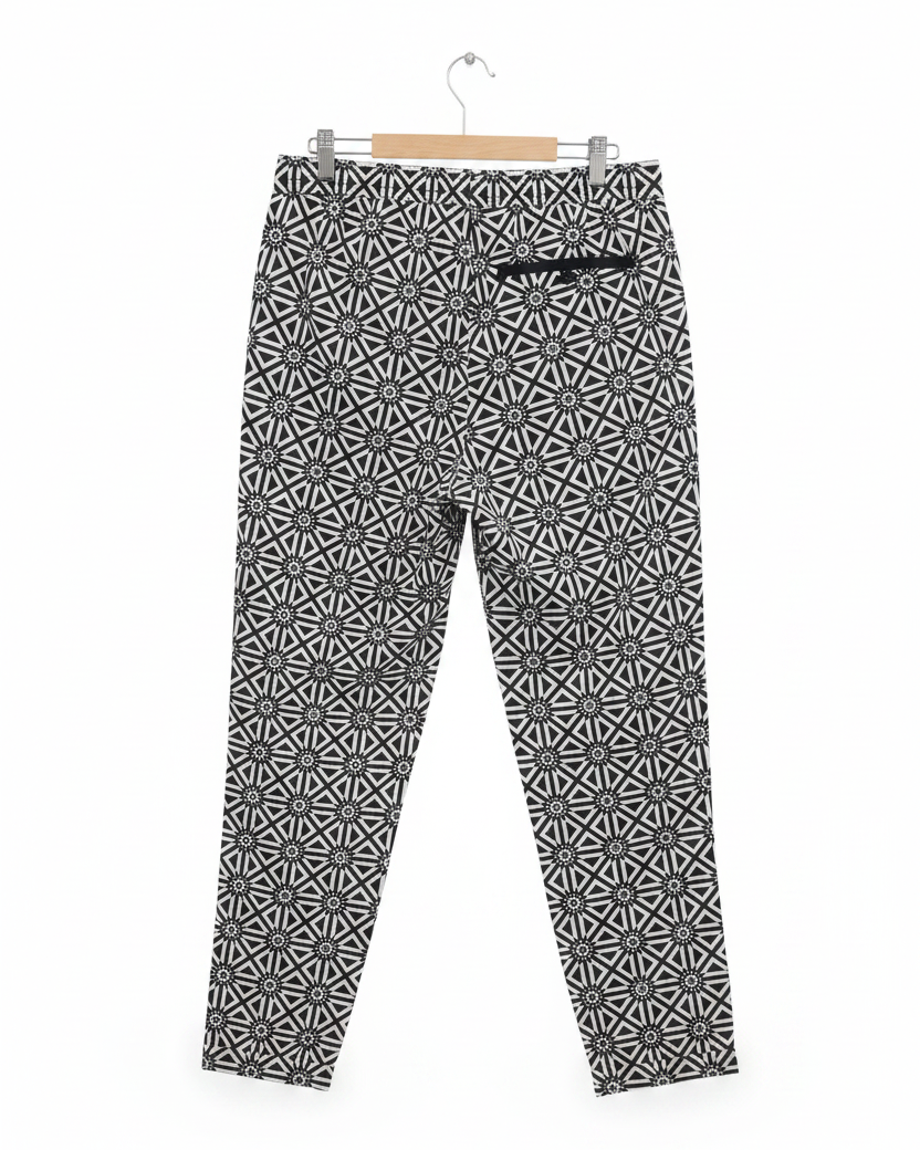 Back view - Black & White Geometric Pants