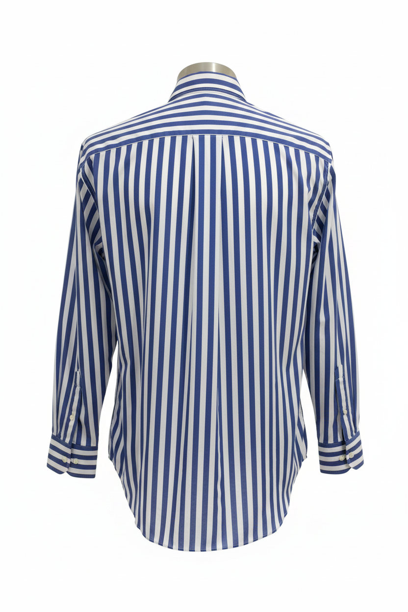 Back View - Blue Striped Shirt