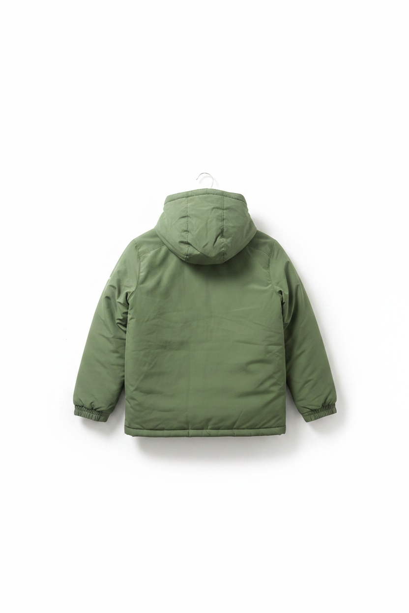 Back view - Olive Green Puffer Jacket