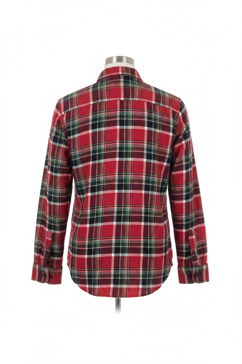 Back view - Red tartan shirt