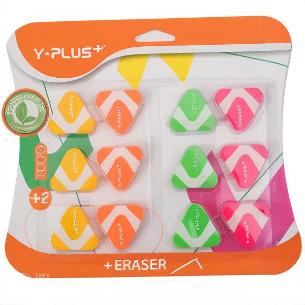 Y-plus eraser; 12pcs mini cute triangle eraser; Non-Toxic Kids Novelty Erasers