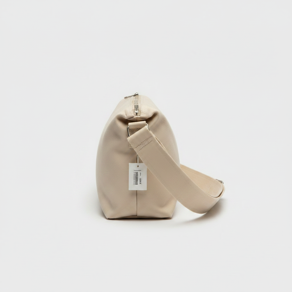 Beige Canvas Bag – Side Profile
