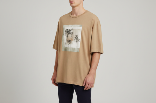 Beige Summer Tee — Front-Left 3Q