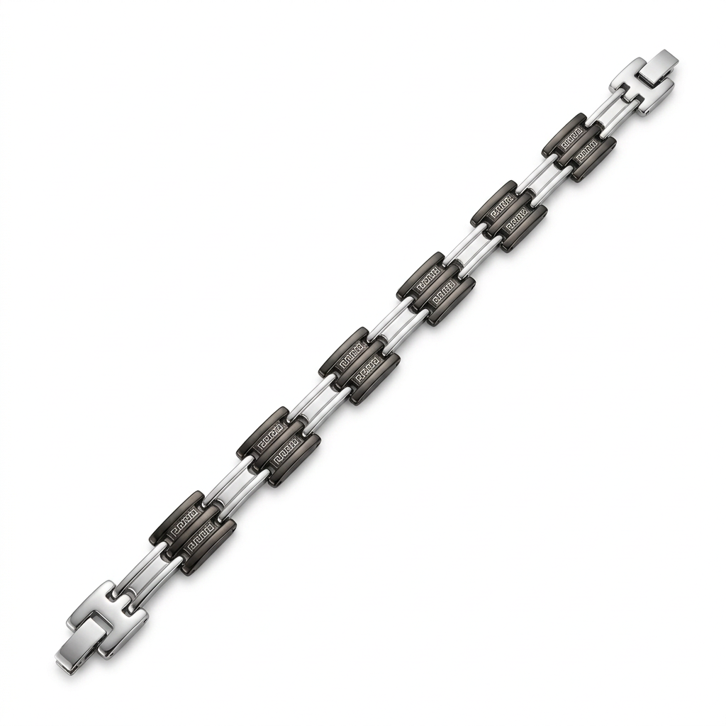 Black-and-silver bracelet product photo