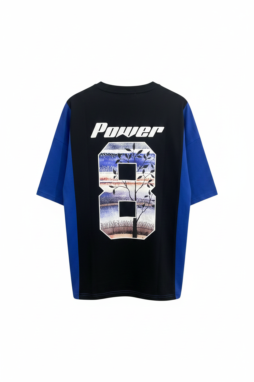 Black Blue Colorblock Tee - Back