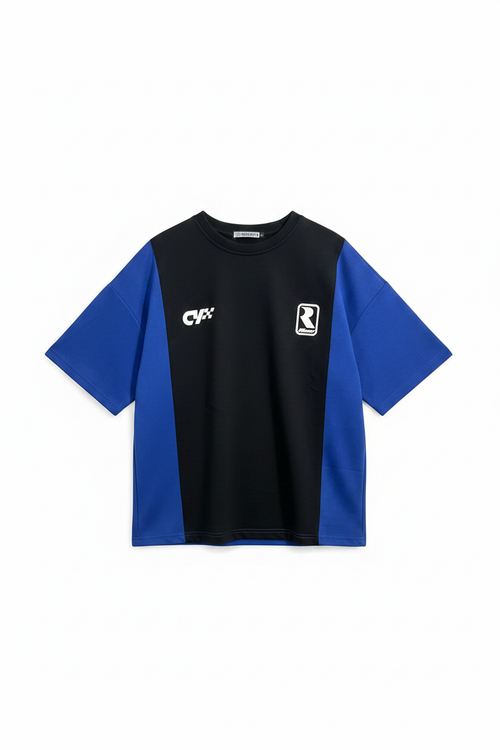 Black Blue Colorblock Tee - Front