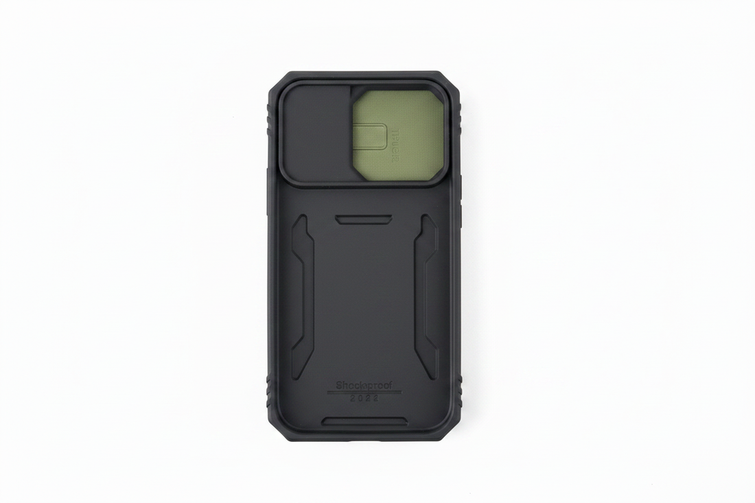 Black Case with Olive Green Camera Cover