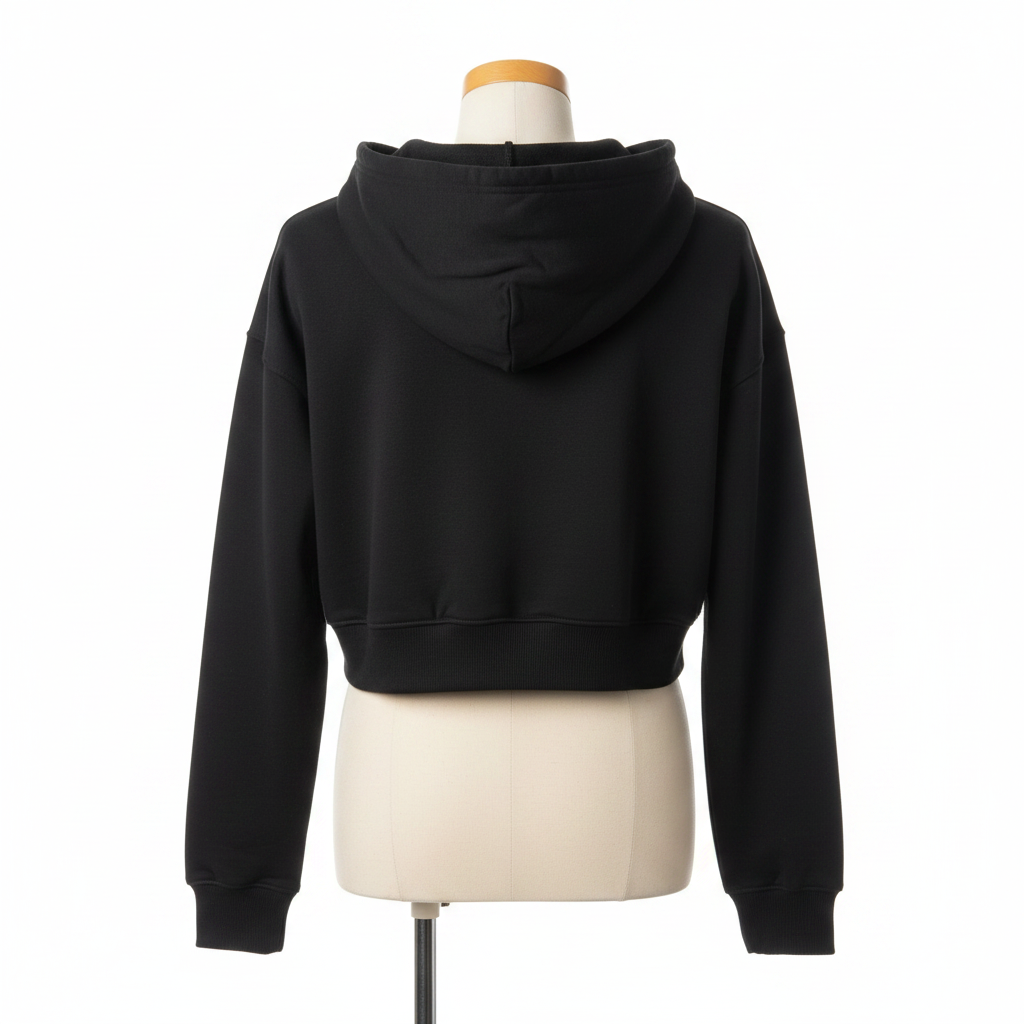 Black Crop Hoodie – Back