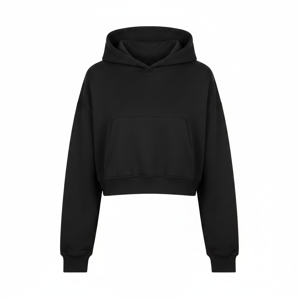 Black Crop Hoodie – Front