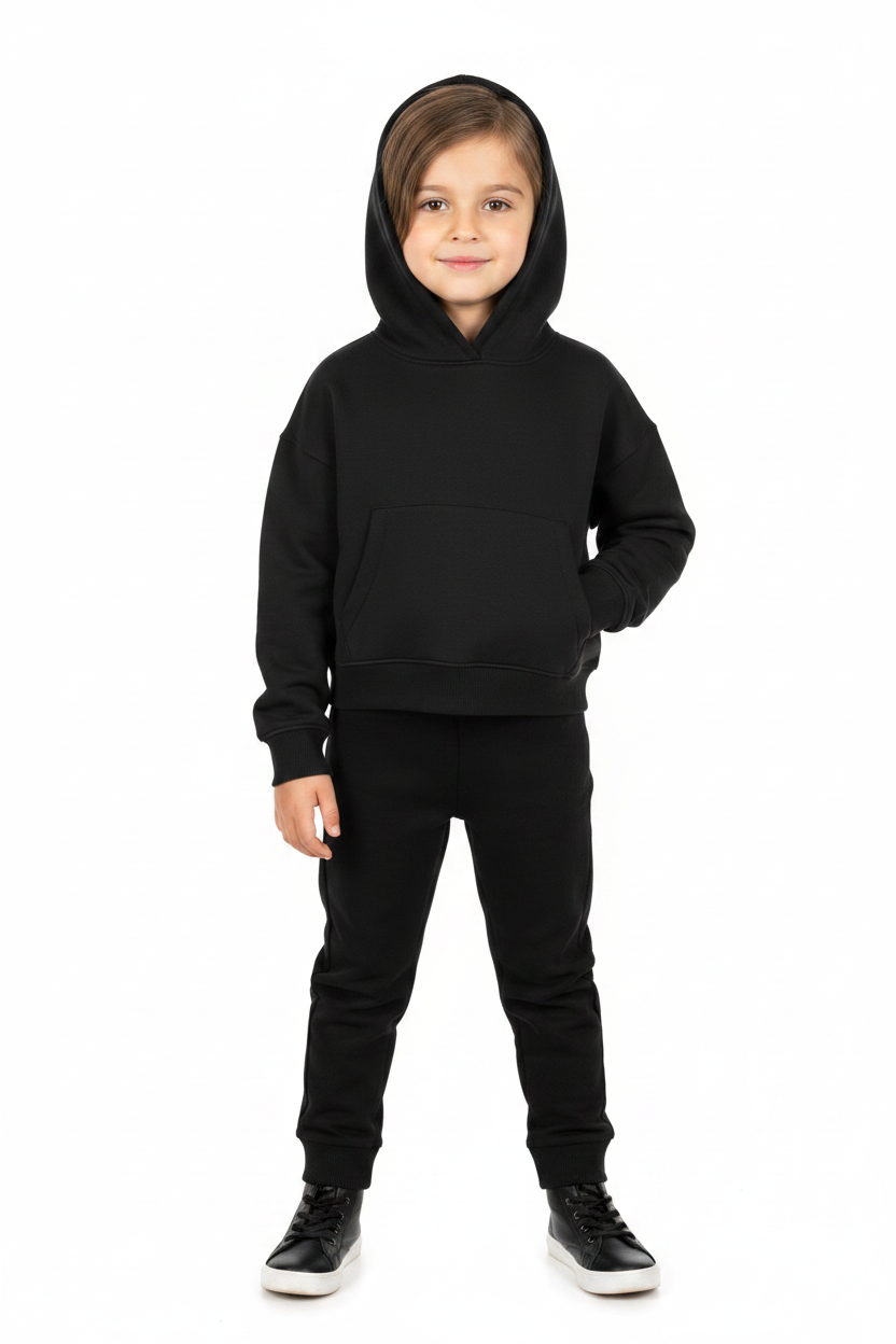 Black Crop Hoodie – Kid Front