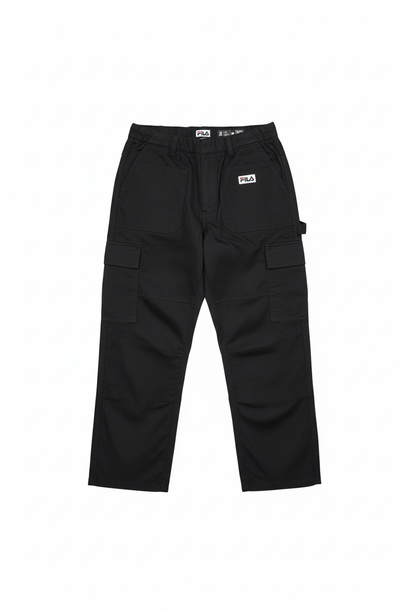 Black FILA Cargo Trousers - White Background