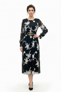 Black Floral Embroidery Dress - Model