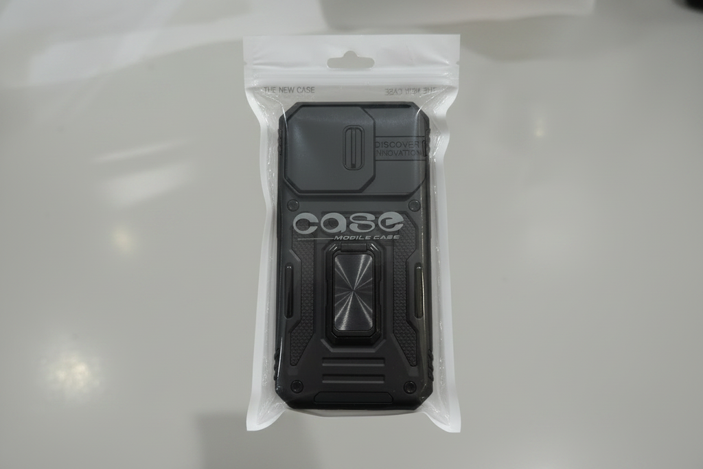Black Phone Case Packaging - White Background