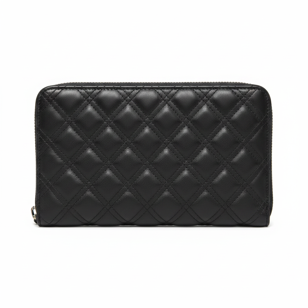 Black Quilted Wallet - Back