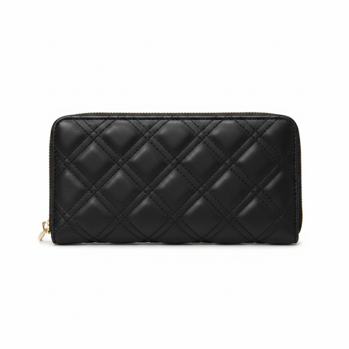 Black Quilted Wallet - Front