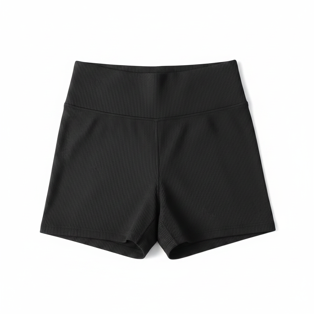 Black Ribbed Shorts – Front