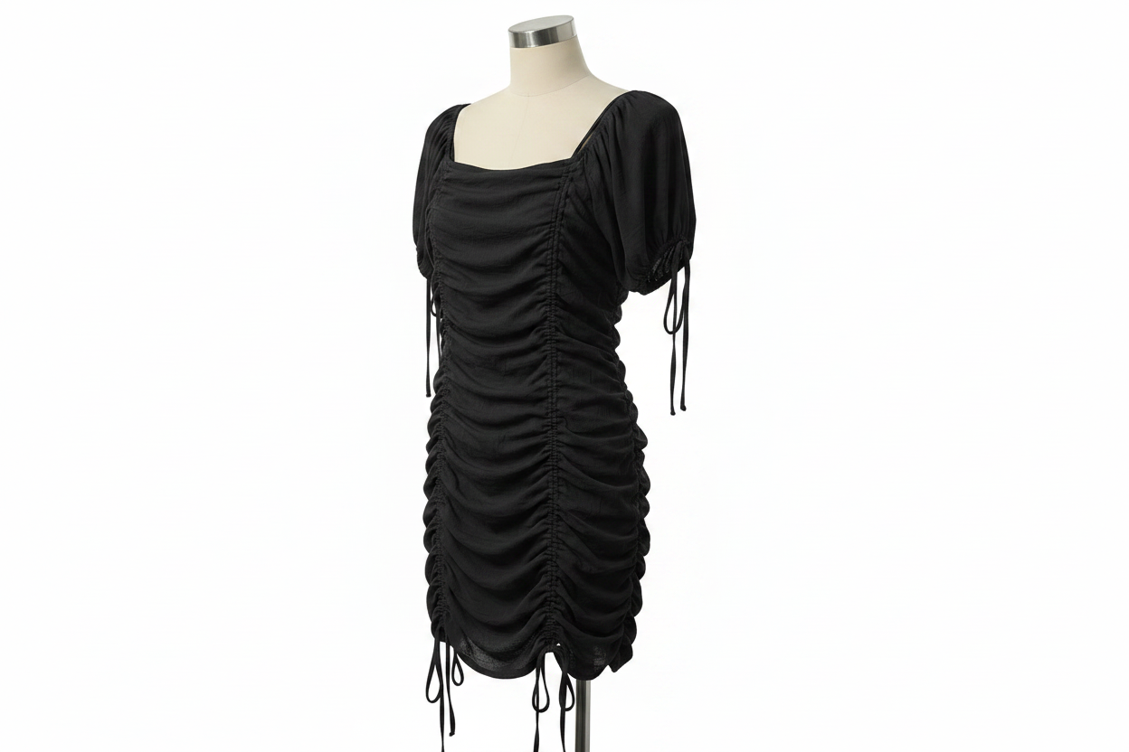 Black Ruched Mini Dress