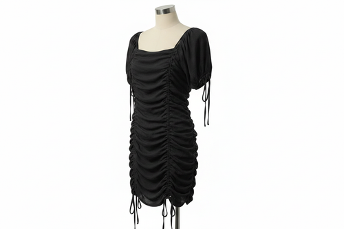 Black Ruched Mini Dress