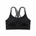 Black Strappy Sports Bra - Flat Lay