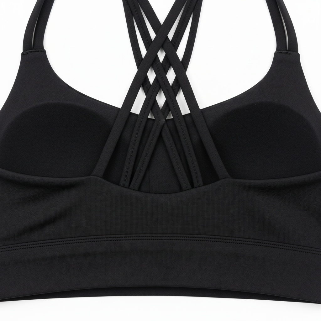 Black Strappy Sports Bra - Strap Detail