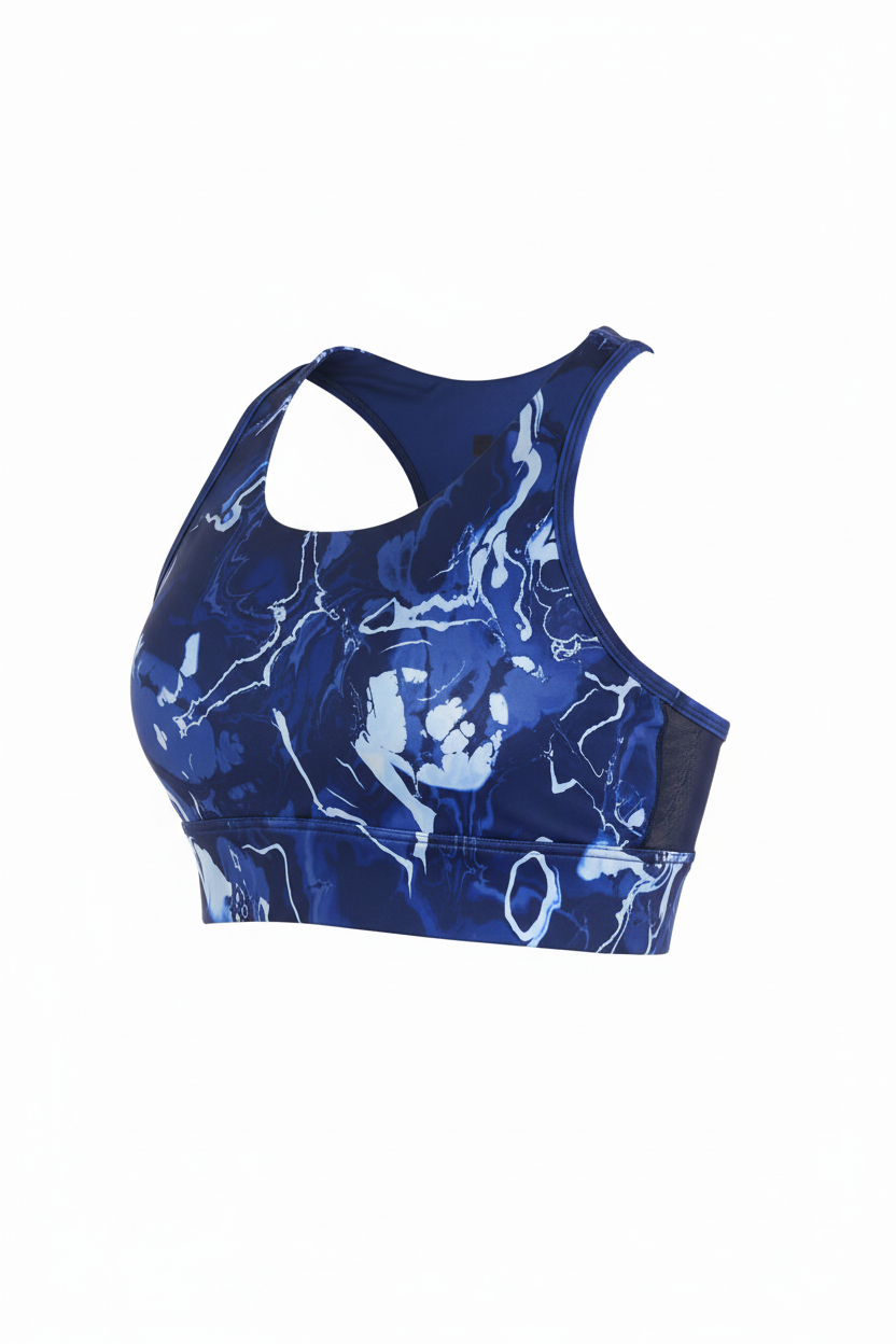 Blue Marble Sports Bra - 3/4 Angle