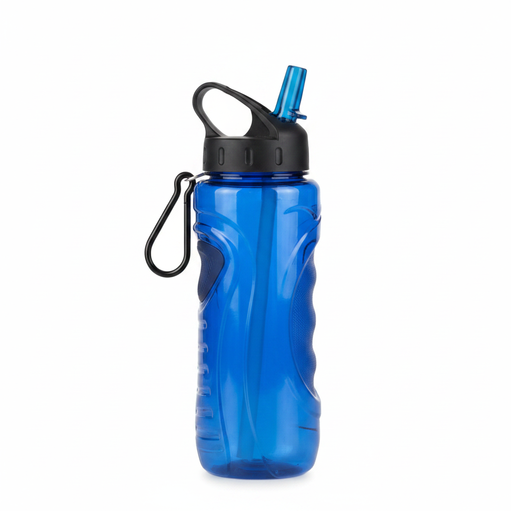 Blue Water Bottle - Straw