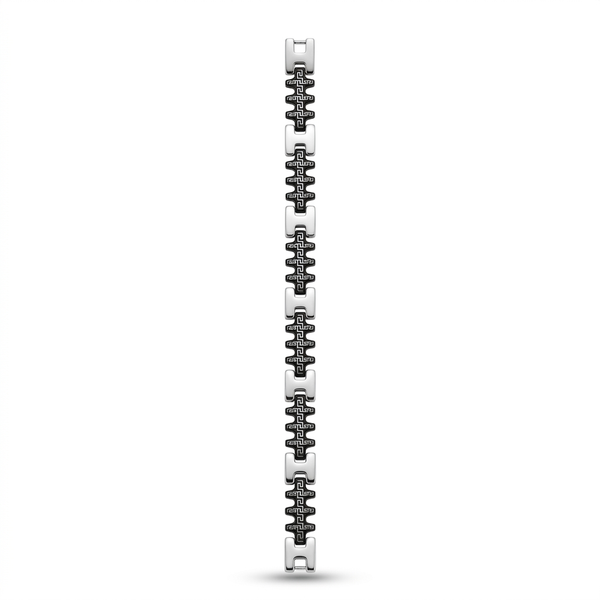 Bracelet with black links and silver interior details