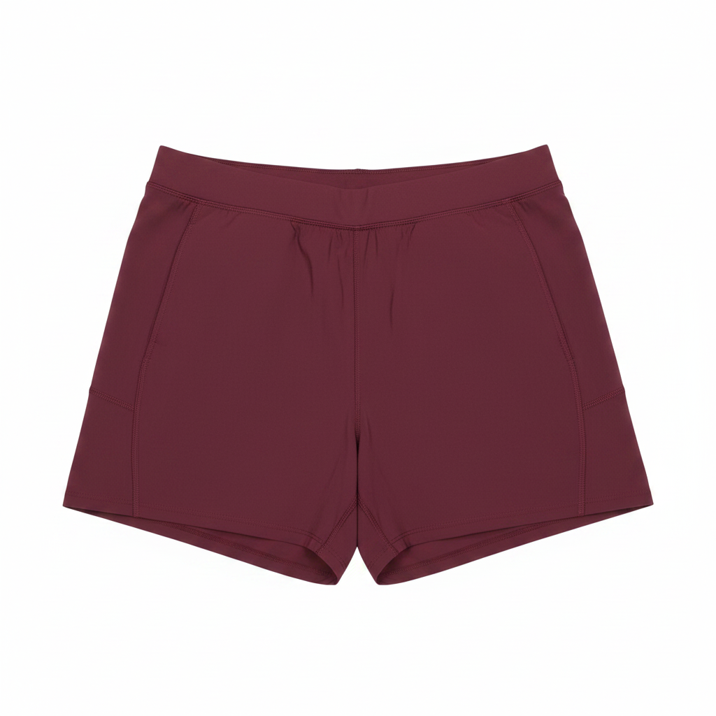 Burgundy Shorts Front White BG